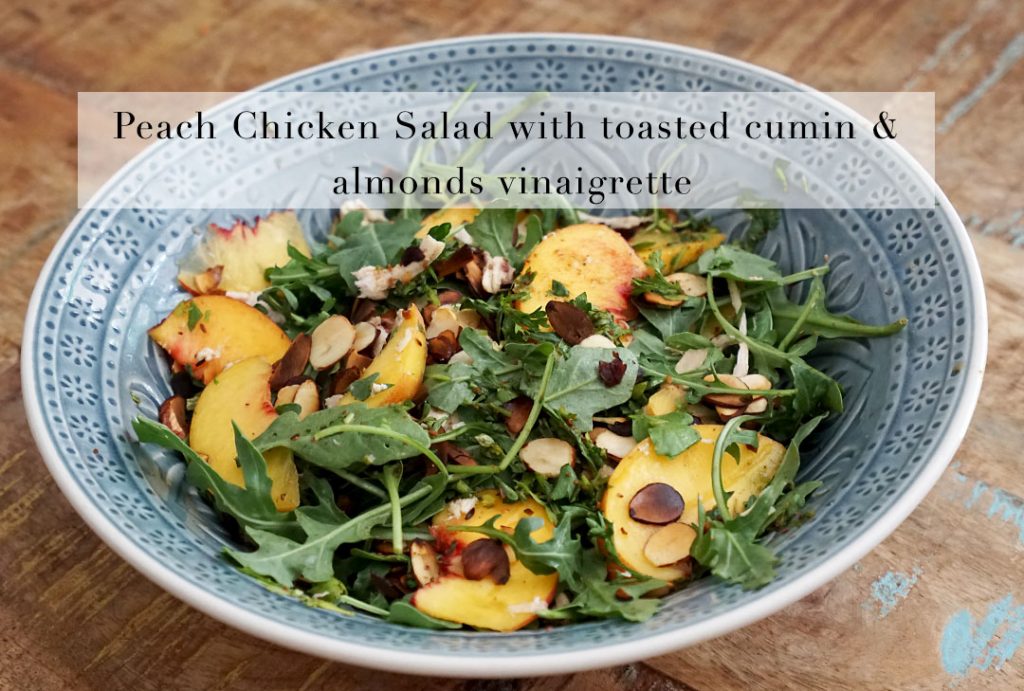 PeachChickenSaladWithToastedcumin&almondsvinnaigrette